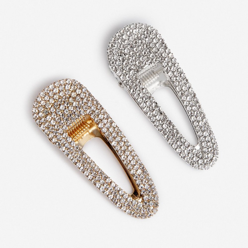 NEW! 2.5" Sparkly Gold and Silver Hair Clips - Picture 2 of 3